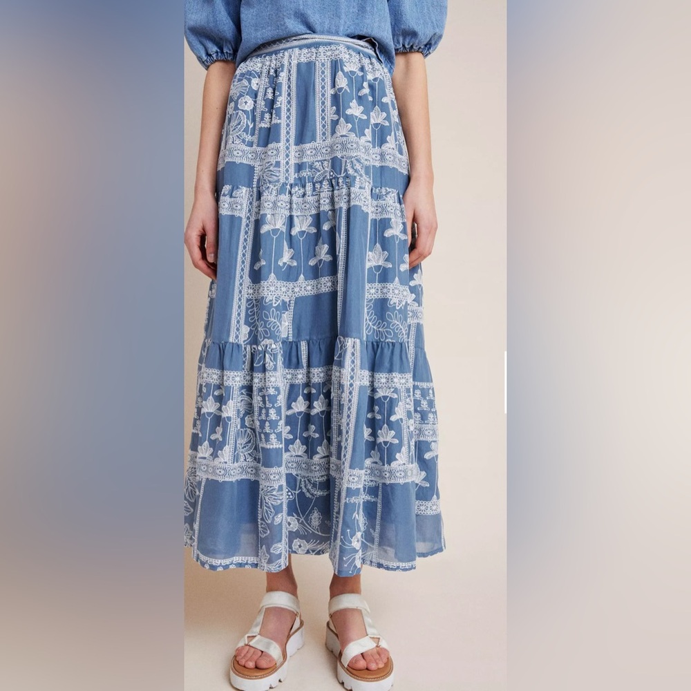 Maeve Ariadne Embroidered Maxi Skirt